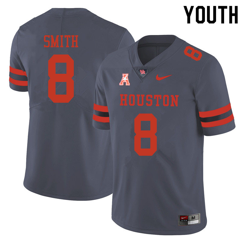 Youth #8 Chandler Smith Houston Cougars College Football Jerseys Sale-Gray